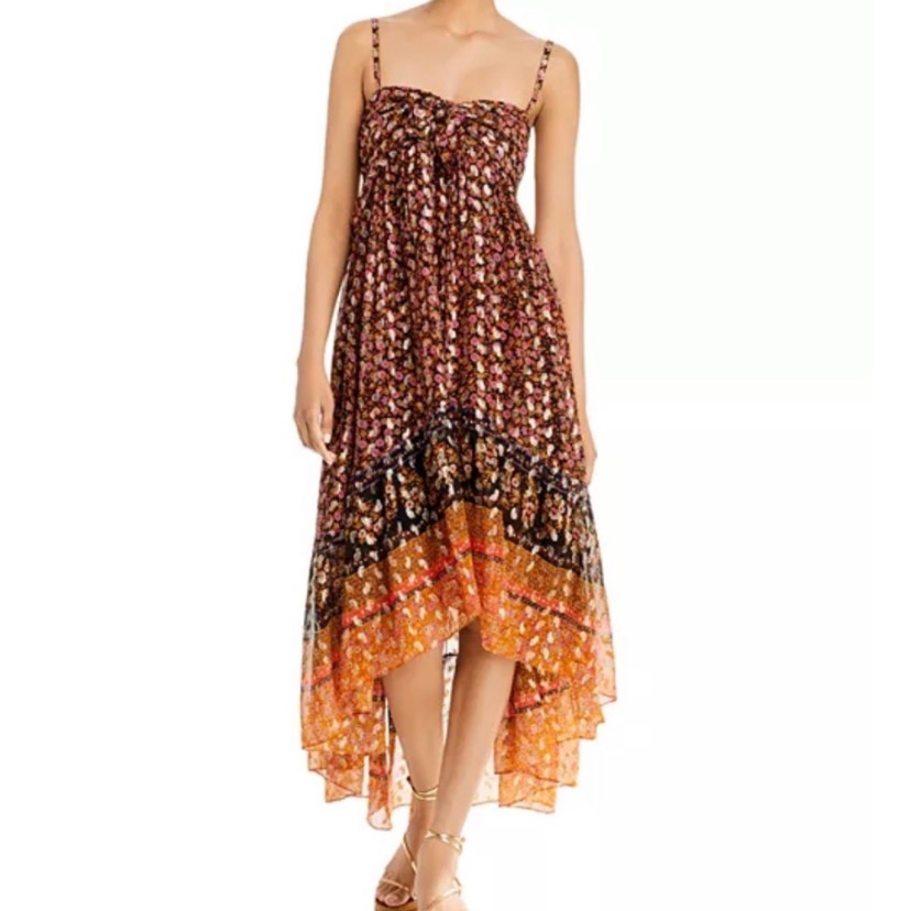 Nwt Kobi Halperin Brown Multicolor Vanessa Tie-Front Midi-Dress - Sz Xl